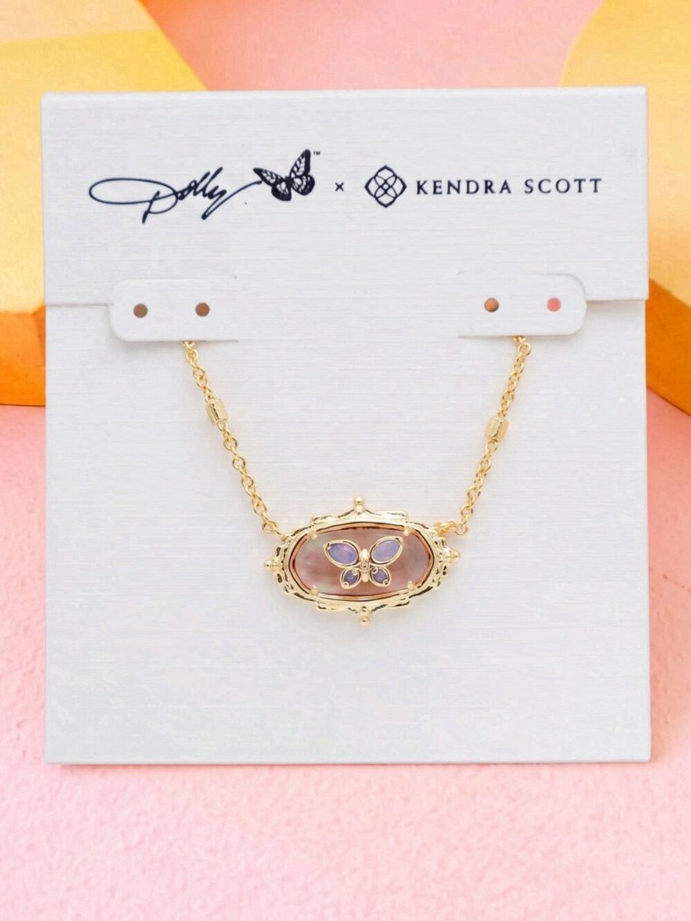 Kendra Scott - Elisa Butterfly Light Pink Abalone Gold Necklace - NEW - Picture 1 of 2